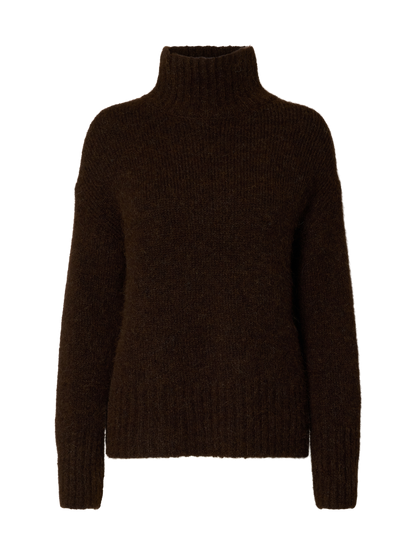 Slfgabriella Ls Knit High Neck Noos Mørkebrun