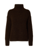Slfgabriella Ls Knit High Neck Noos Mørkebrun