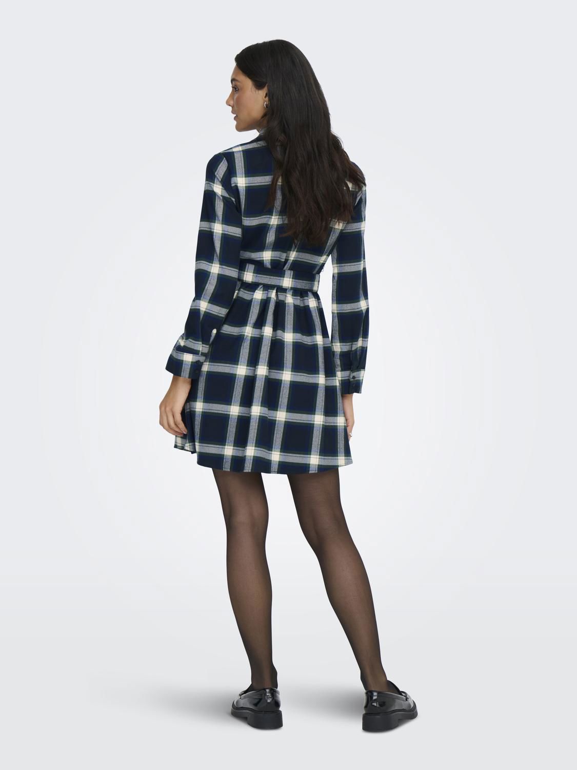 Onlwren Check Short Dress Wvn Blå