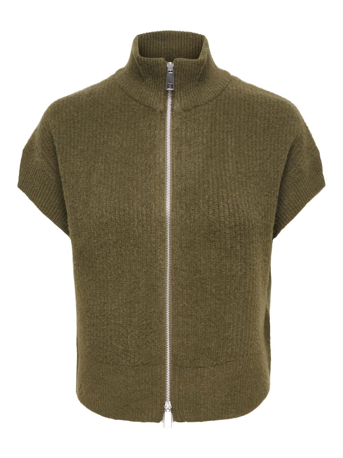 Onlbianca Sl Highneck Zip Vest Knt Grønn