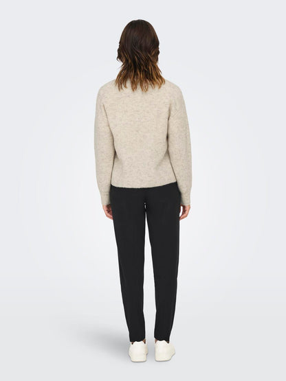 Onltokyo Solid L/s Zip Pullover Knt Noos Lysegrå