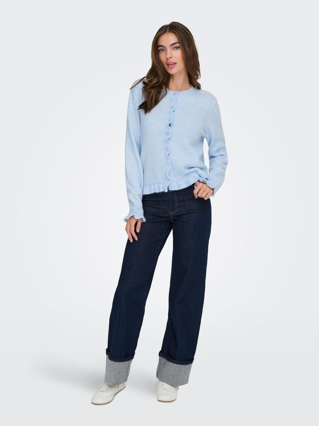 Jdyletty L/s On Frill Cardigan Knt Noos Blå