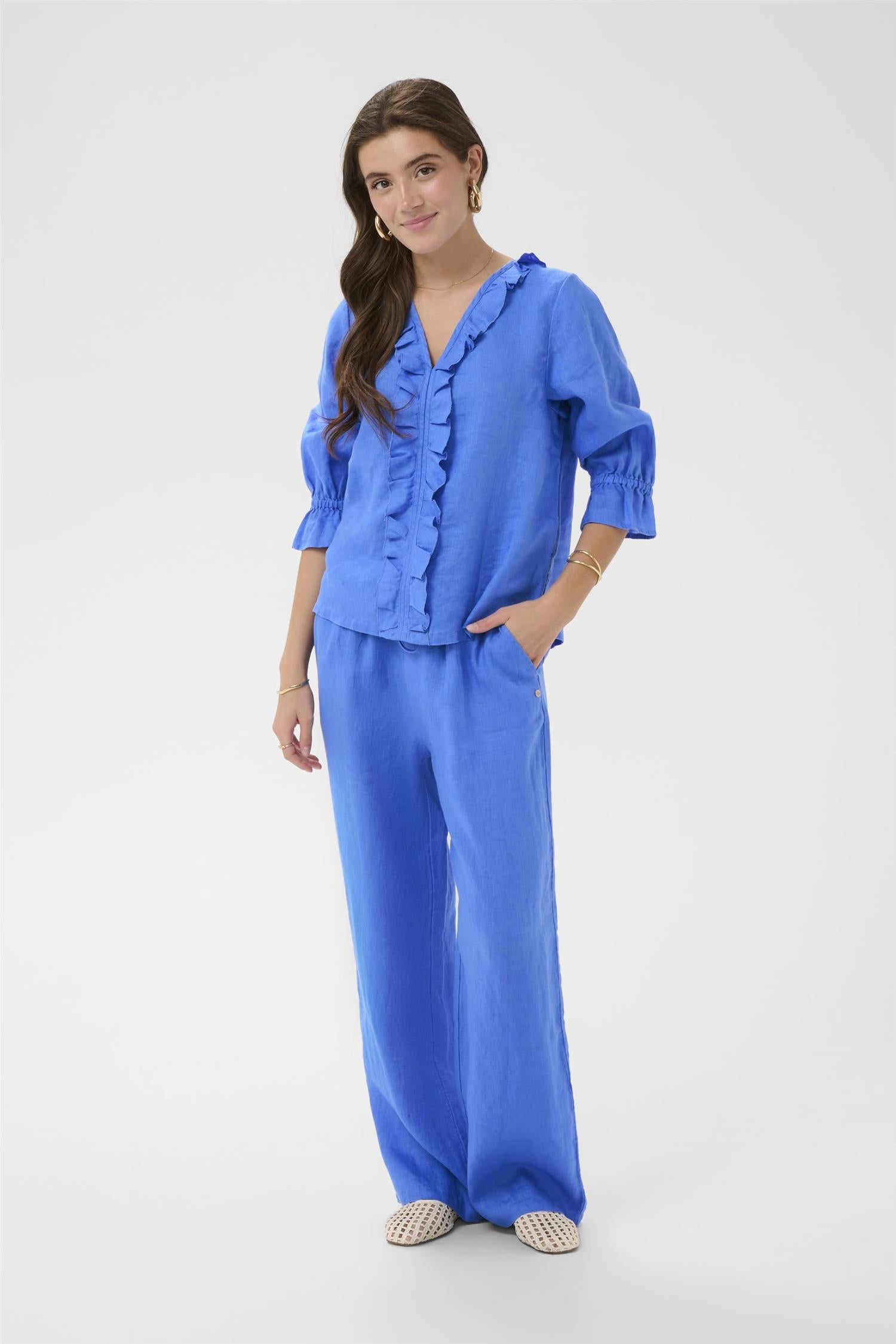 Crbellis Frill Blouse Blå