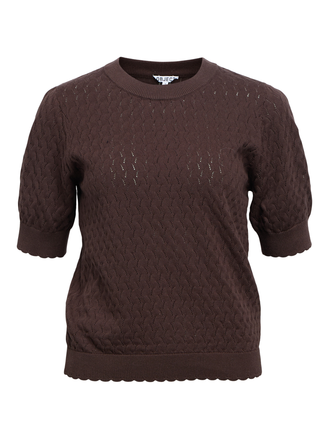 Objflauny S/s Re Knit Top 143 Brun