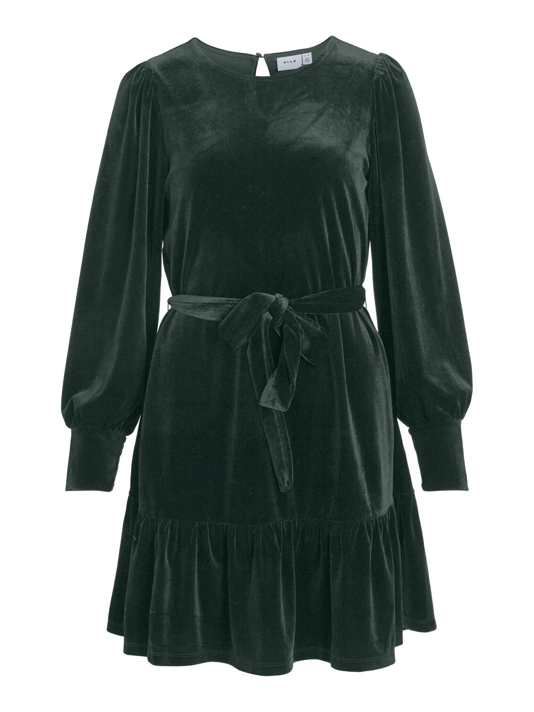 VIEMILY L/S O-NECK DRESS/DC/LN Scarab