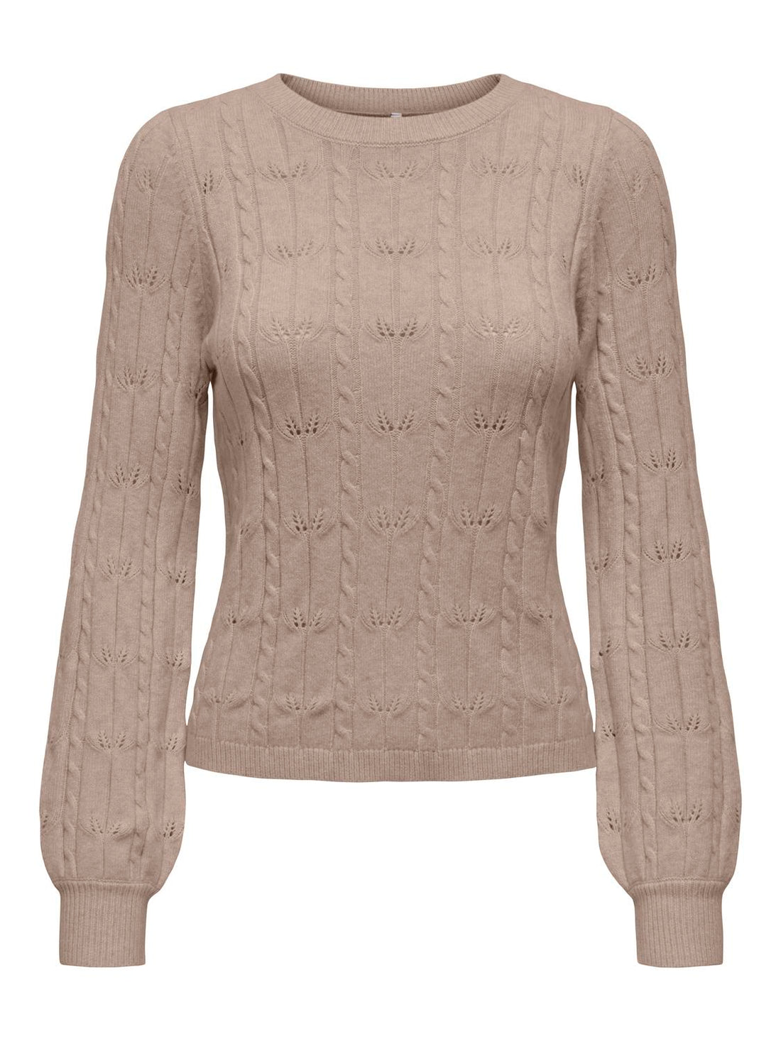 Onlkatia Ls Structure O-Neck Pull Cc Knt Beige