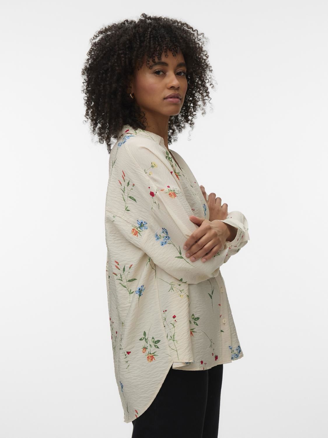 Vmjosie Ls Oversize Shirt Wvn Boo Beige