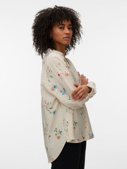 Vmjosie Ls Oversize Shirt Wvn Boo Beige