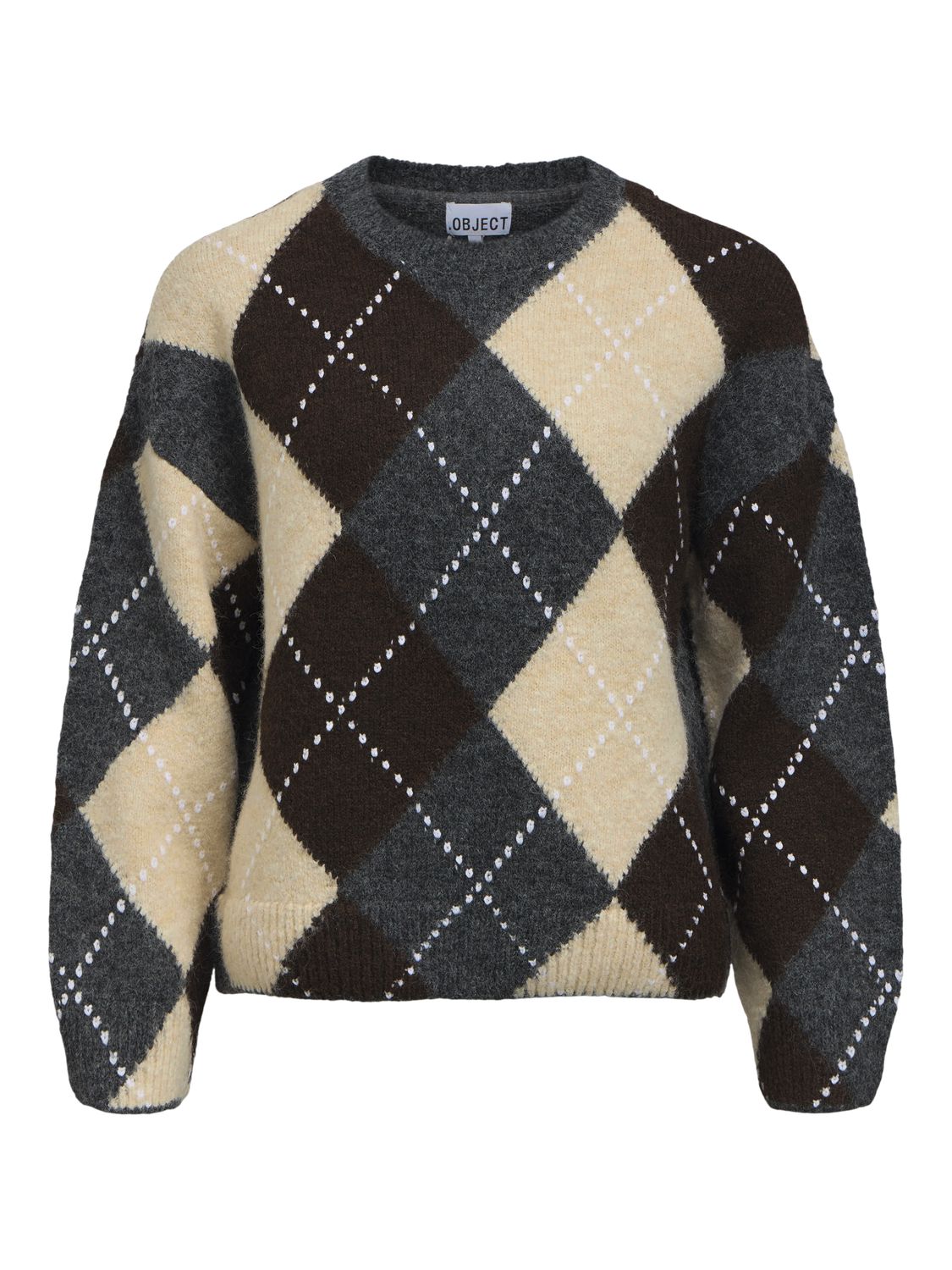 Objbrenda Ls Lo O-Neck Pullover Noos Grå