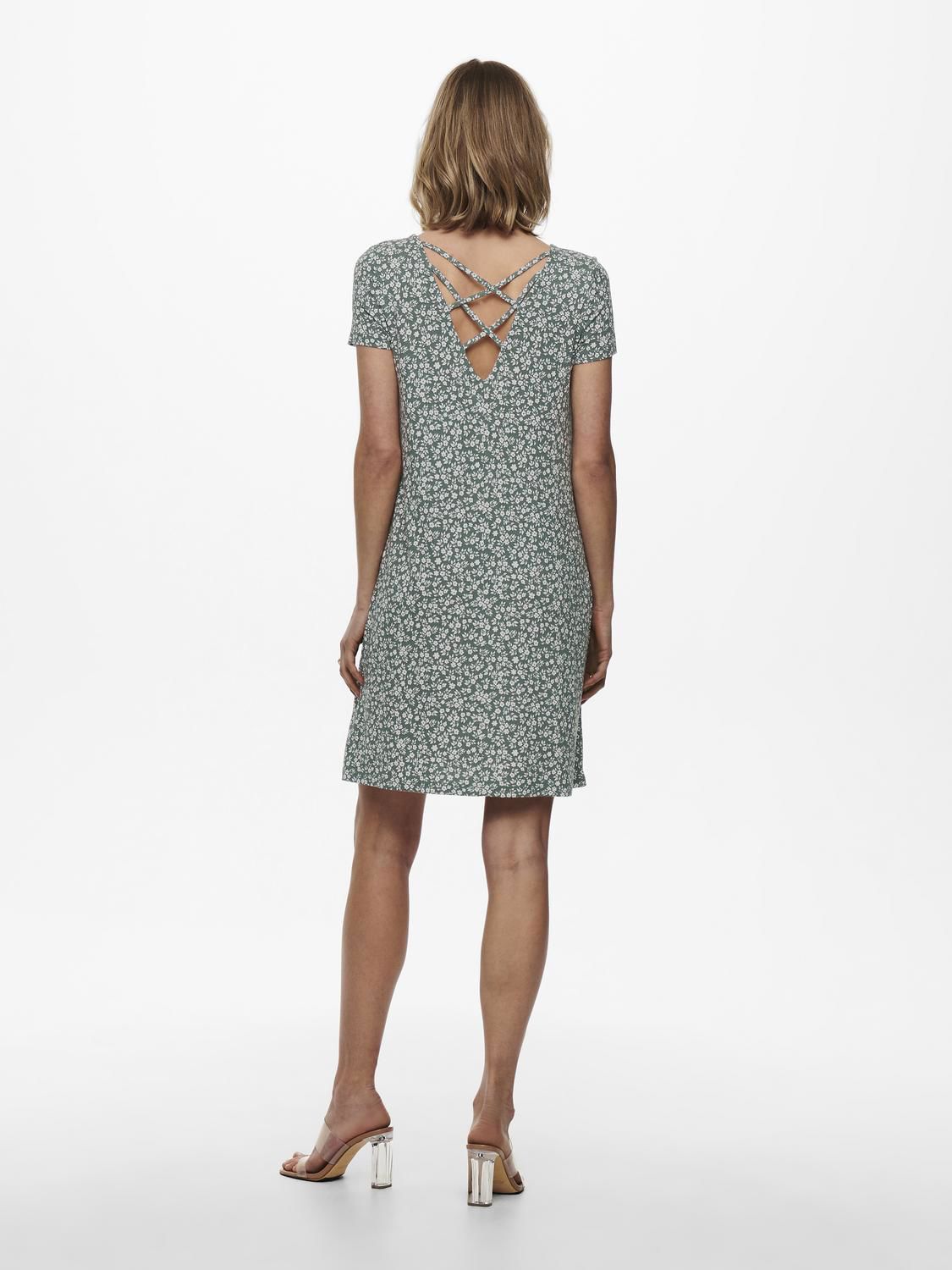 Onlbera Back Lace Up S/s Dress Jrs Noos Grønn