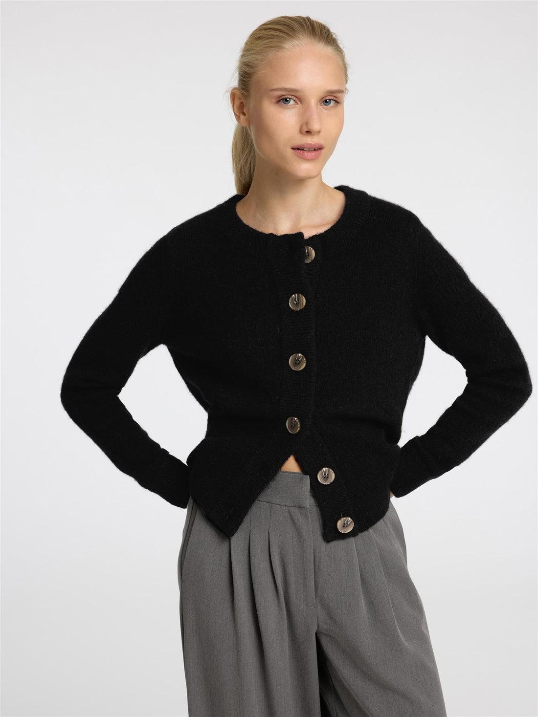 SLFSIA RAS LS KNIT CARDIGAN NOOS Black