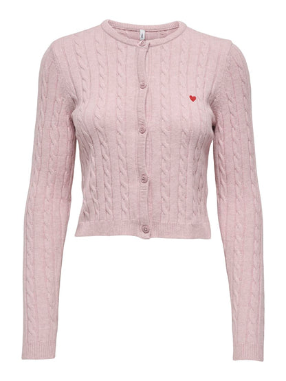 Onlkatia Ls Cable Button Cardigan Cc Knt Rosa