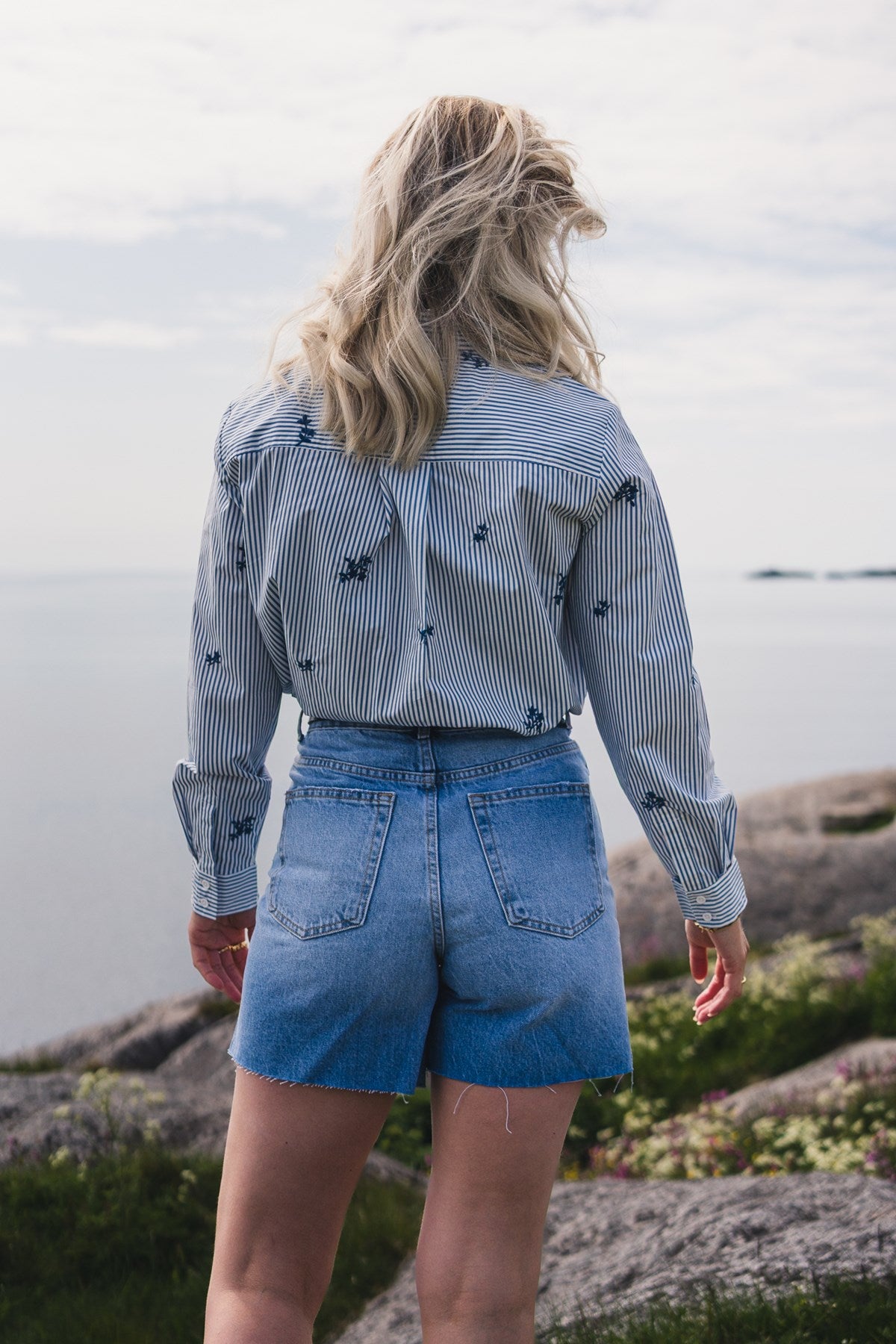 Rausida Maja Shirt Stp Emb Blå