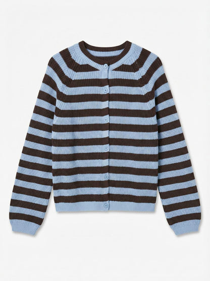 Awannalise Ls O-Neck Knit Cardigan Brun