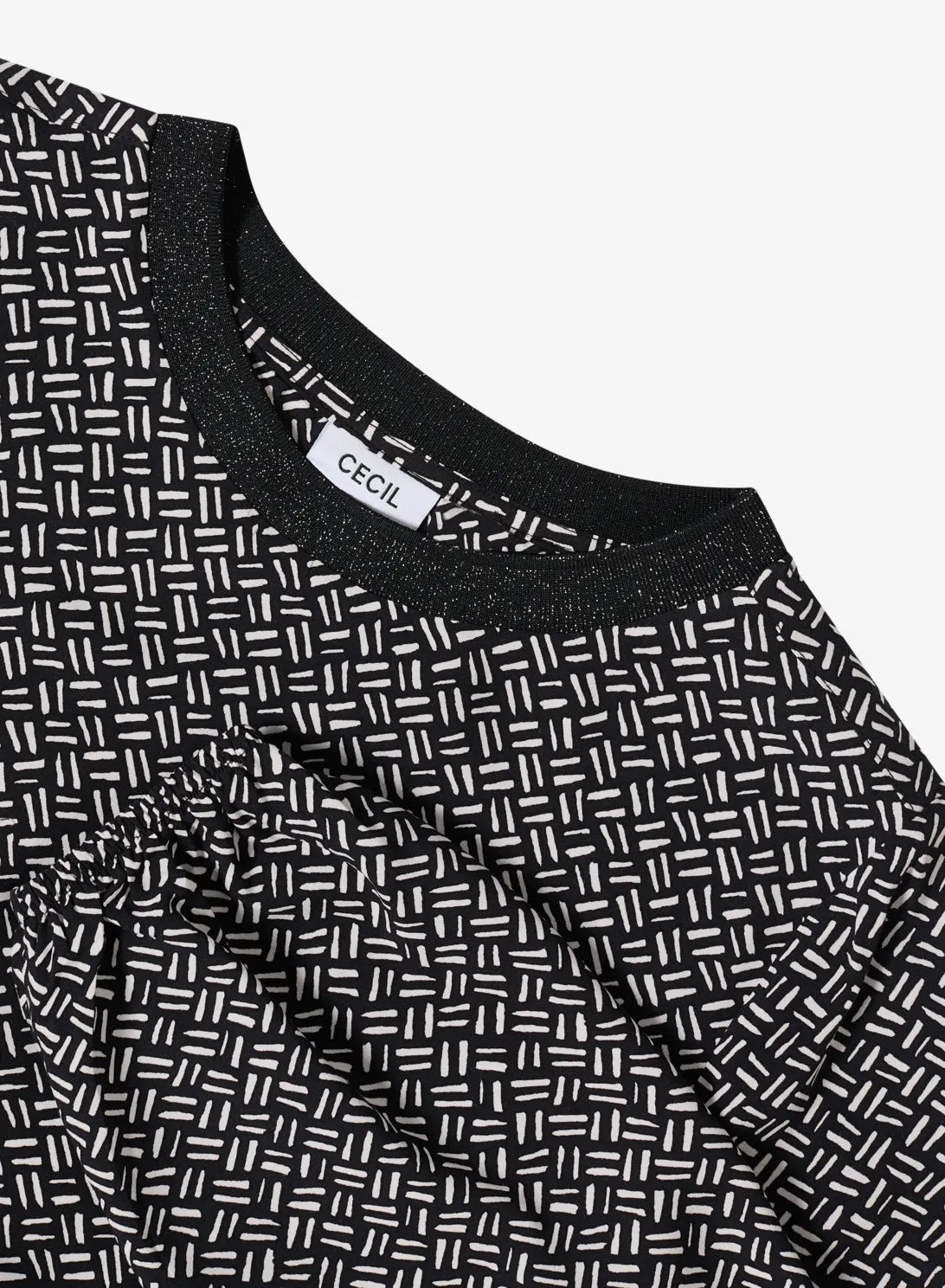 AOP viskose blouse with lurex Svart