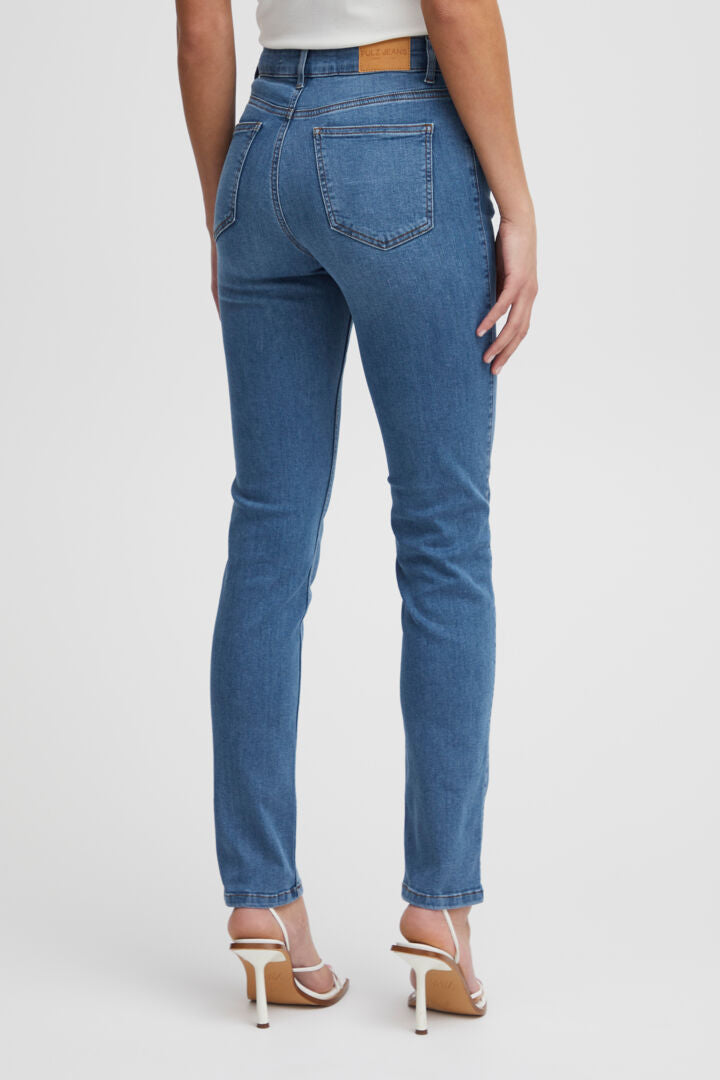 PZEMMA HW Jeans Straight Leg Blå