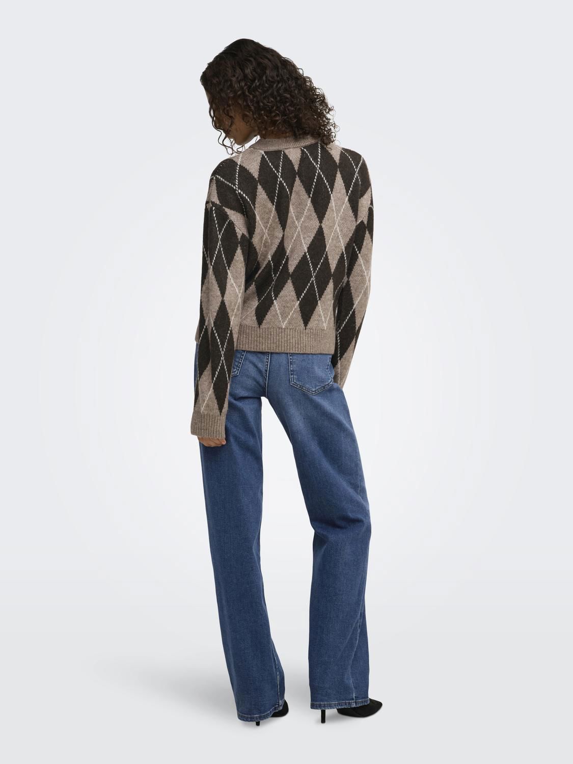 Jdybianka L/s Argyle Pullover Knt Noos Brun