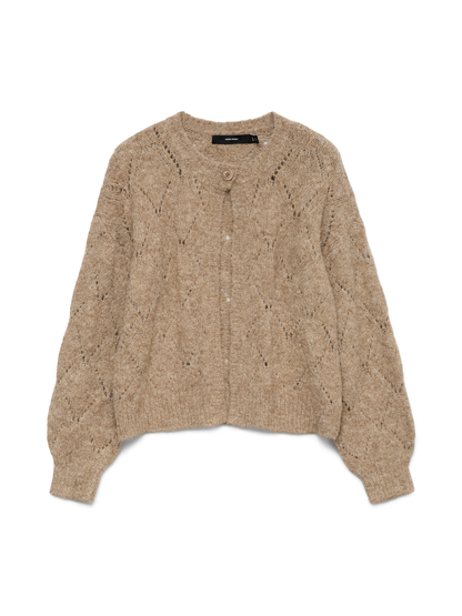 Vmshell Ls O-Neck Onebutton Cardigan Boo Brun