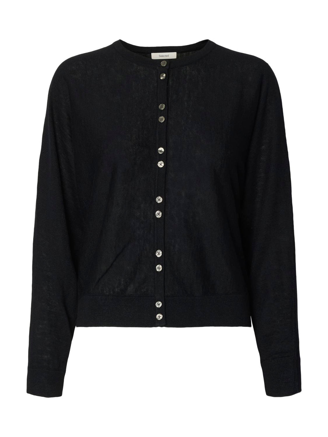 Slfjane Linen Ls Bat Knit Cardigan Sort