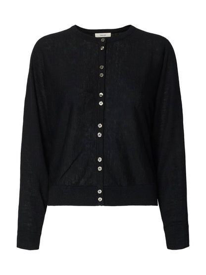 Slfjane Linen Ls Bat Knit Cardigan Sort