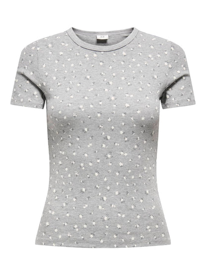 Jdylucky S/s O Neck Top Jrs Noos Grå
