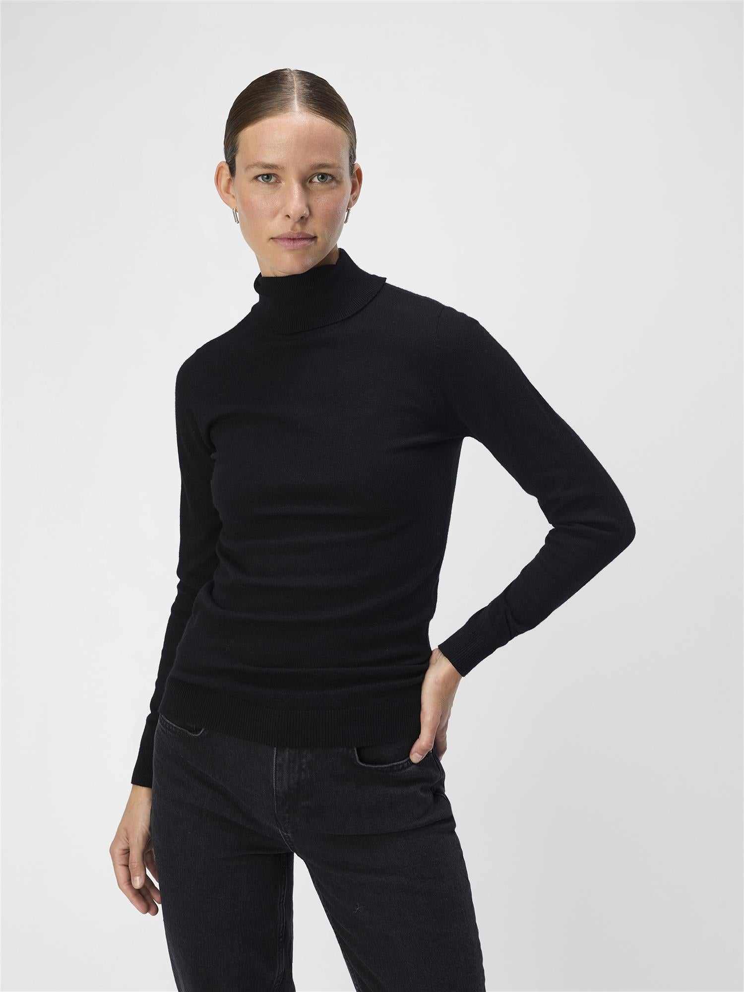 OBJTHESS L/S ROLLNECK KNIT PULLOVER NOOS Black