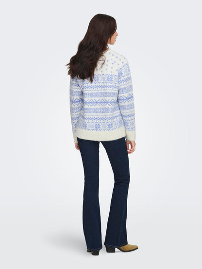 Onlxmas Nordic Ls O-Neck Knt Hvit