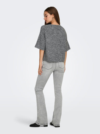 Onlazu 2/4 Raglan O-Neck Knt Grå