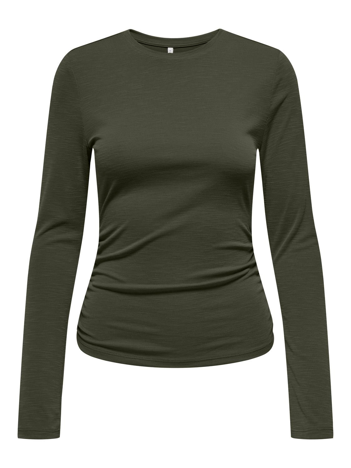 Onlfree Life L/s Slub Rib Top Jrs Grønn