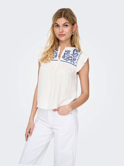 Onlvestine S/s Top Wvn Noos Hvit