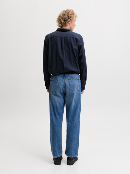 Jjefield Melange Shirt Ls Sn Blå