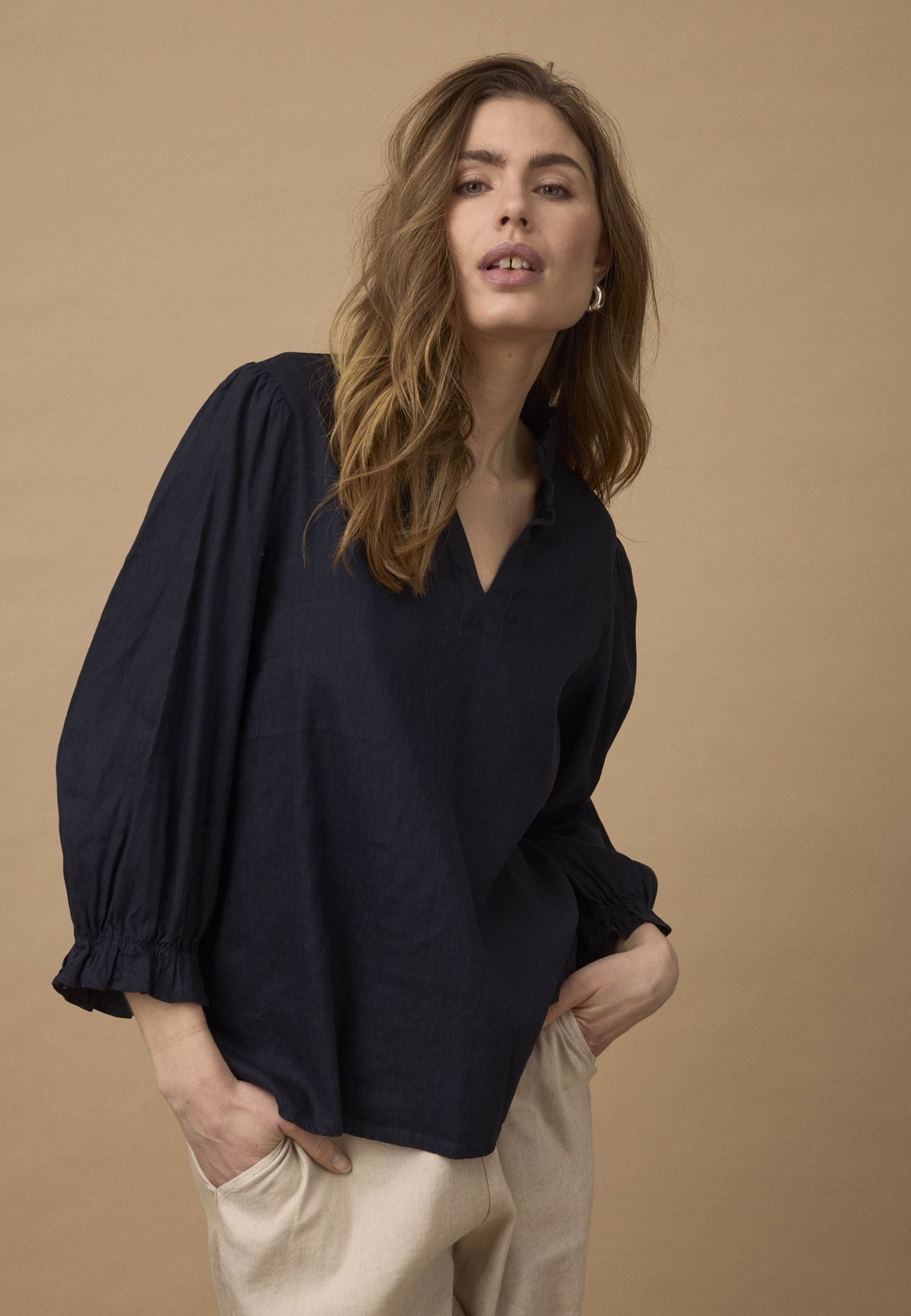 Pzluca Frill Blouse Blå