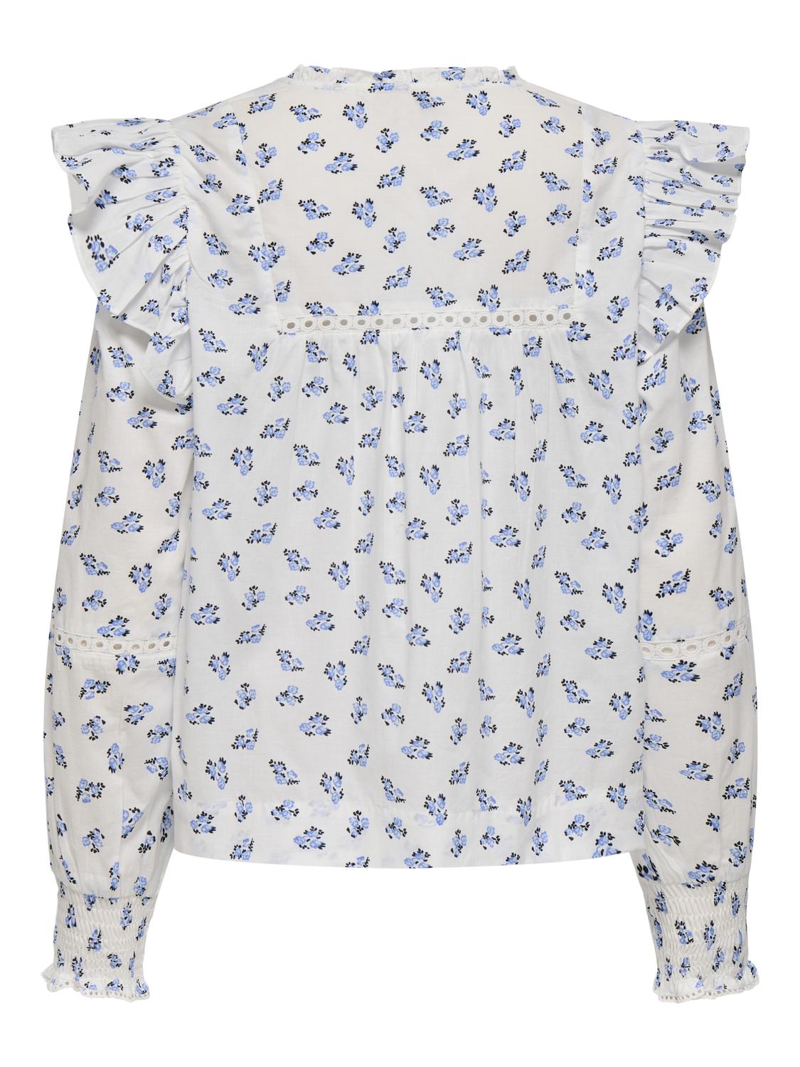 Onlidris Ls Frill Tape Top Noos Wvn Blå