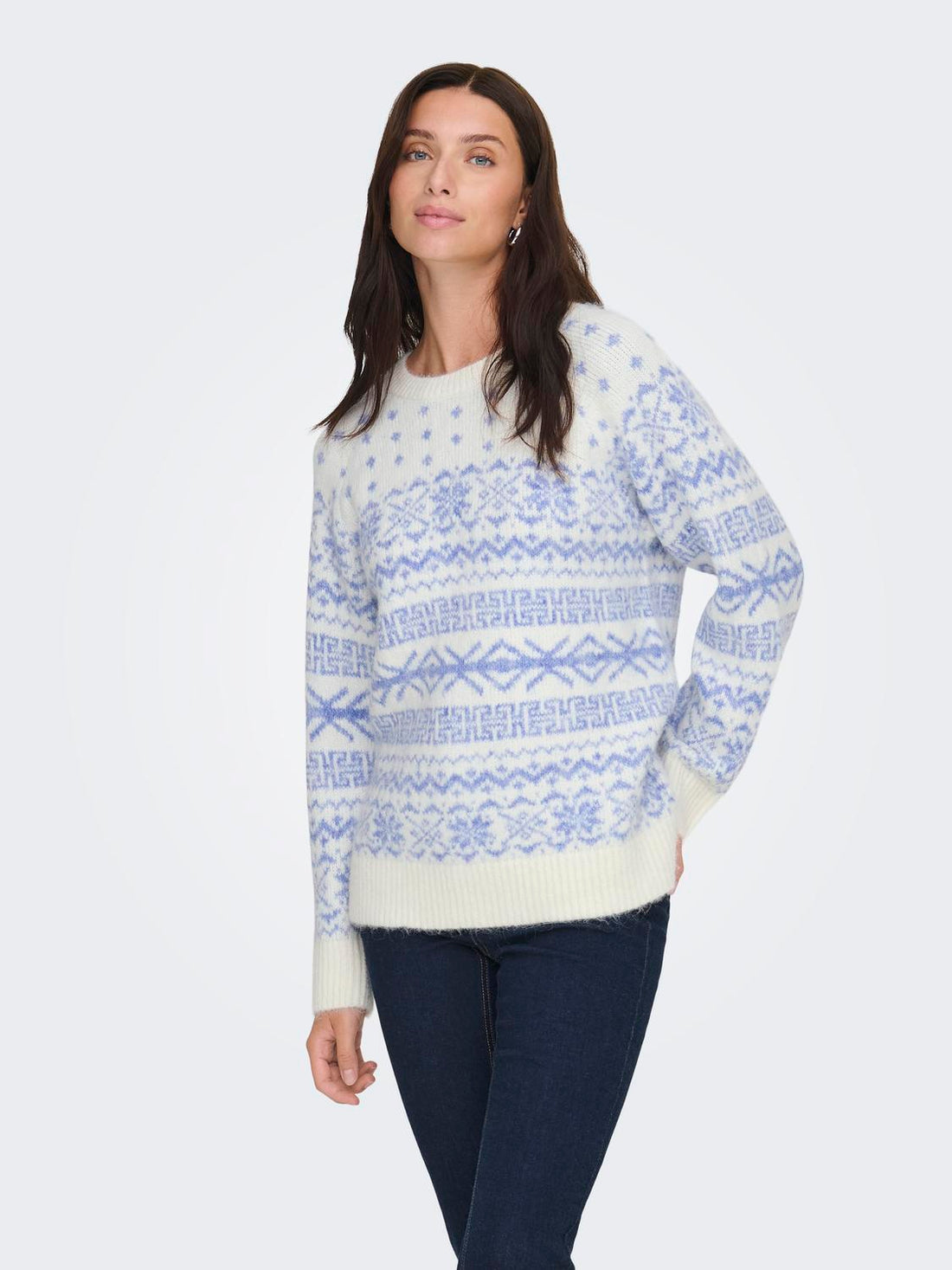 Onlxmas Nordic Ls O-Neck Knt Hvit