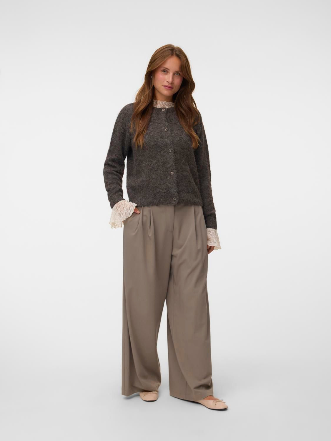 Vmnovah Ls O-Neck Button Cardi Ga Noos Brun