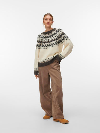 Vmjuliana Ls O-Neck Pullover Boo Grå