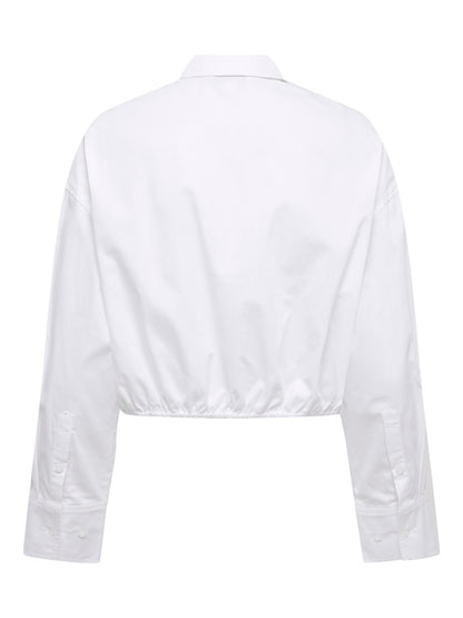 Onlhazel Ls Cropped Elastic Shirt Wvn Hvit