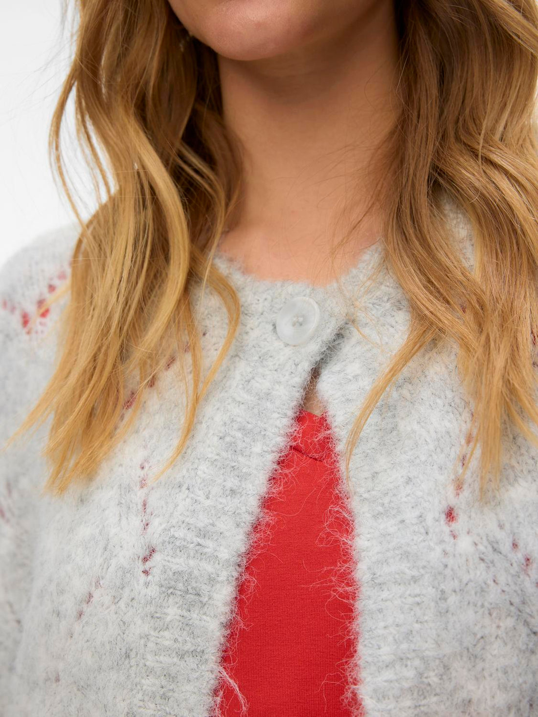 Vmshell Ls O-Neck Onebutton Cardigan Boo Grå