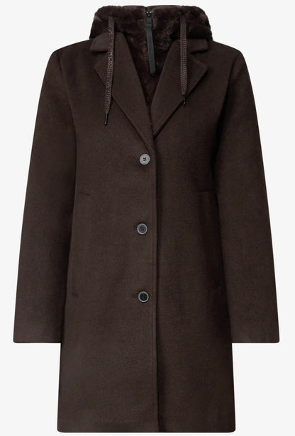 WOOL REVERS COAT W/FUR Brun