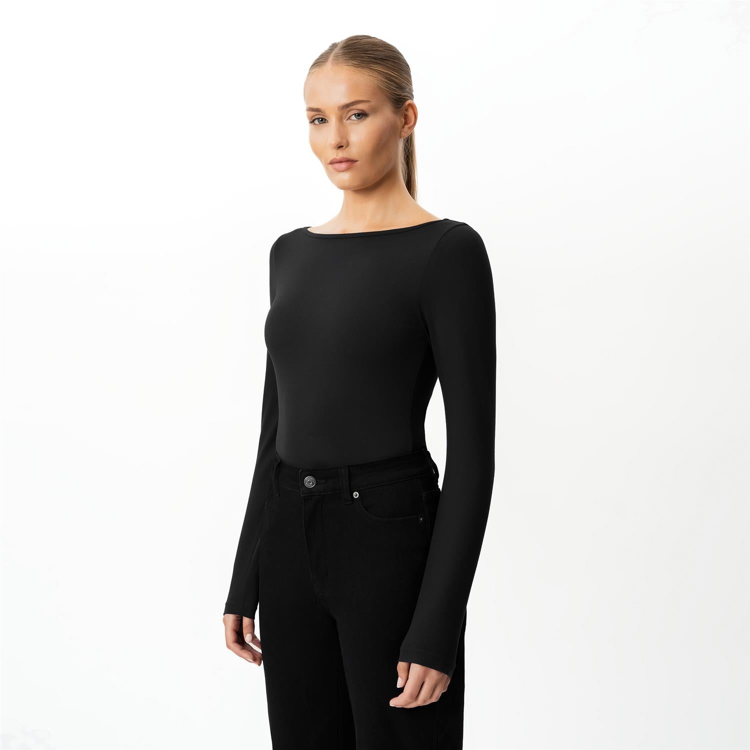 Soft Boatneck Long-sleeve Svart