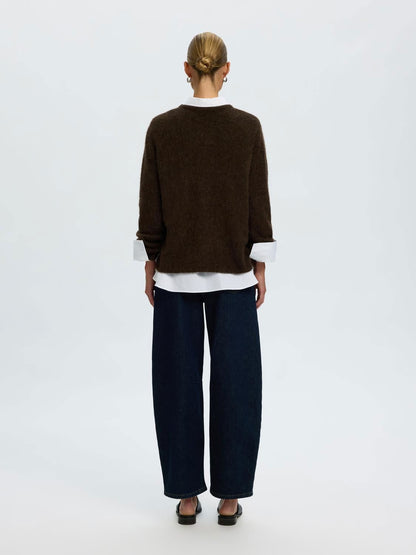 Slwlulu Brushed Ls Knit O-Neck Noos Brun