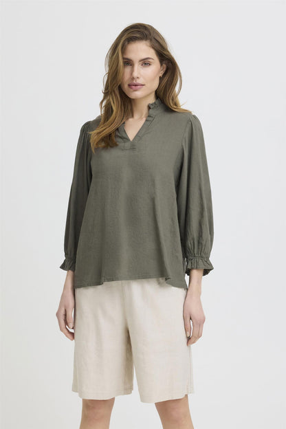 Pzluca Frill Blouse Grønn
