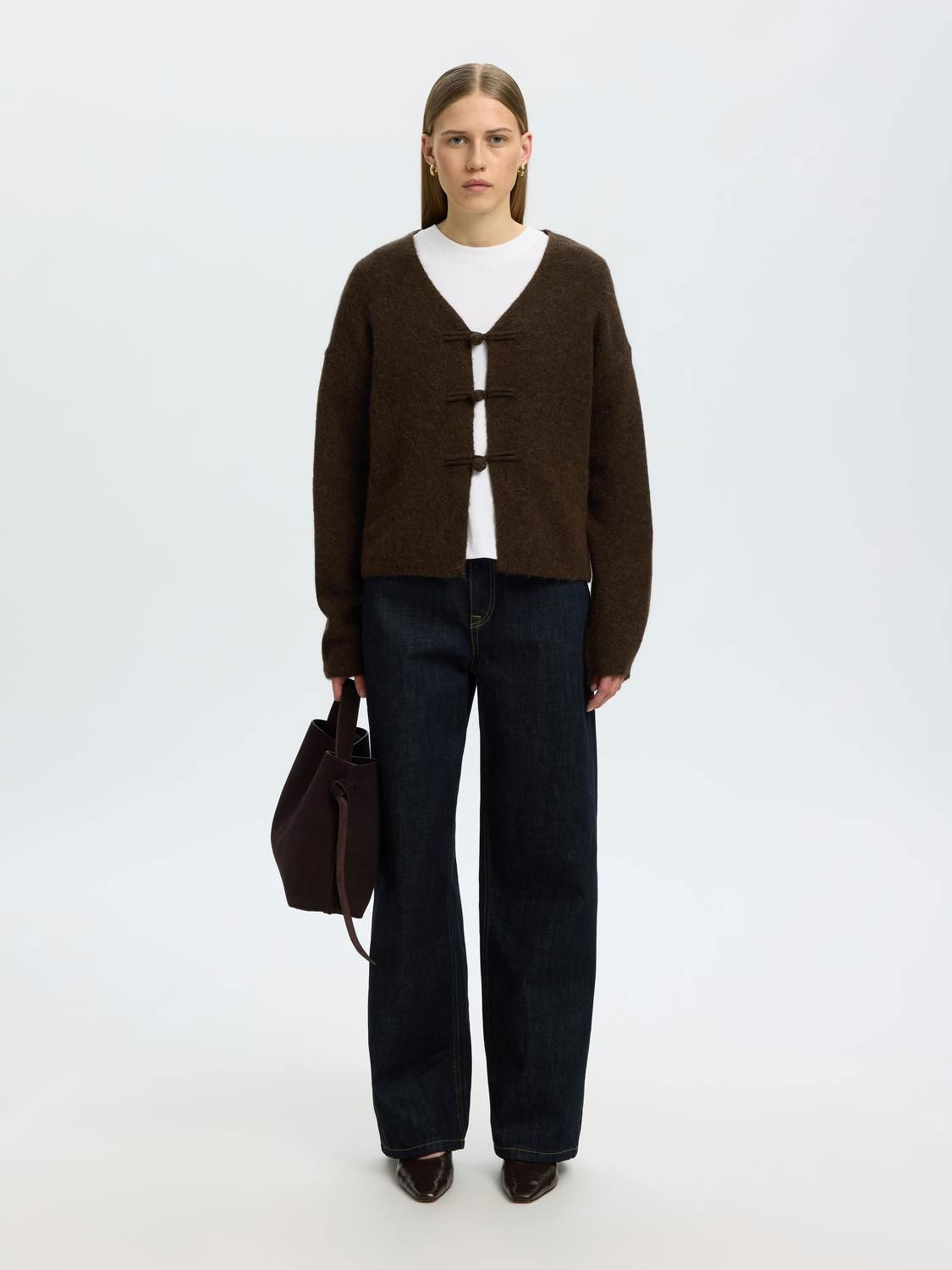 Slwlulu Ls Duffle Knit Cardigan Brun