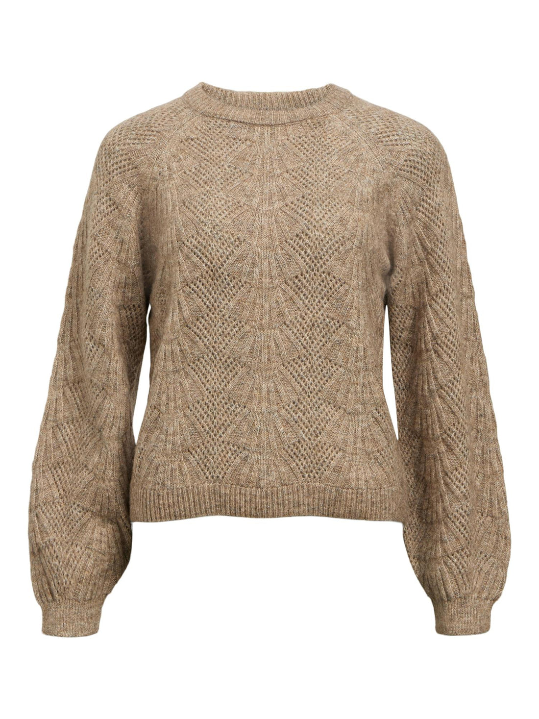 OBJFLORA RE L/S KNIT PULLOVER Beige