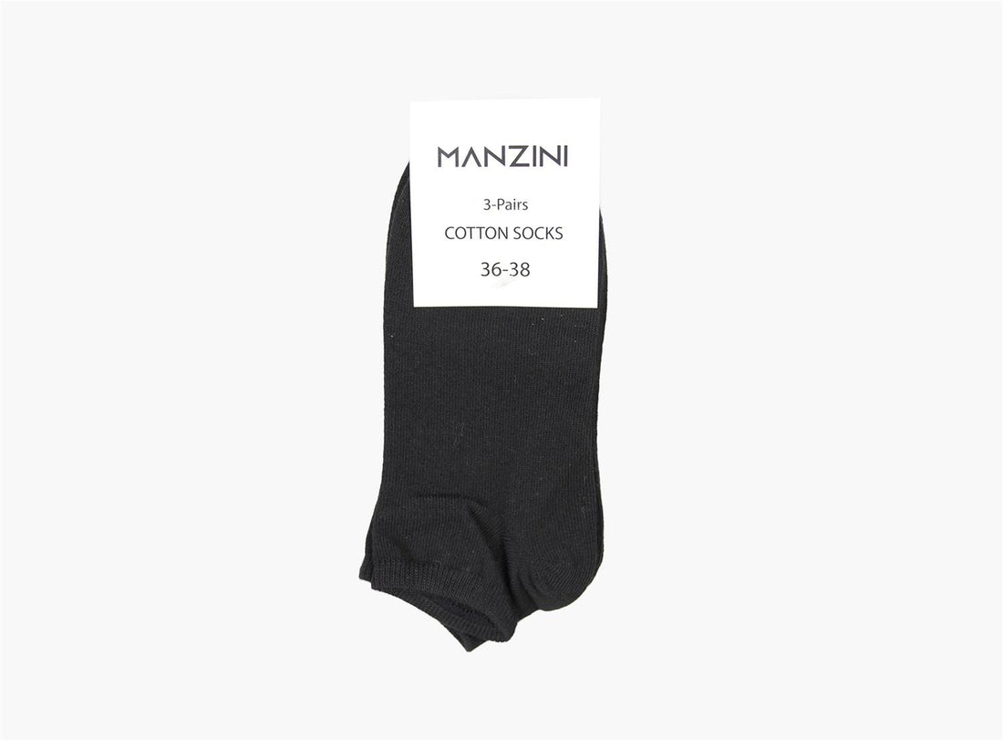 Manzini ladies 3-pack los cotton sock Svart