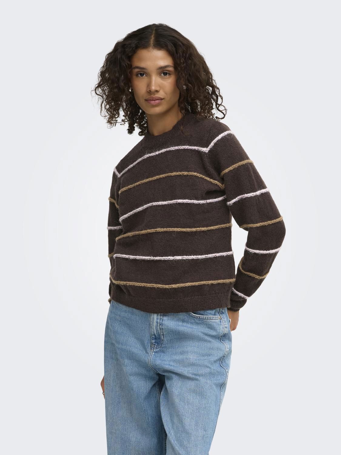Jdysigrid Life L/s On Struc Pullover Knt Brun