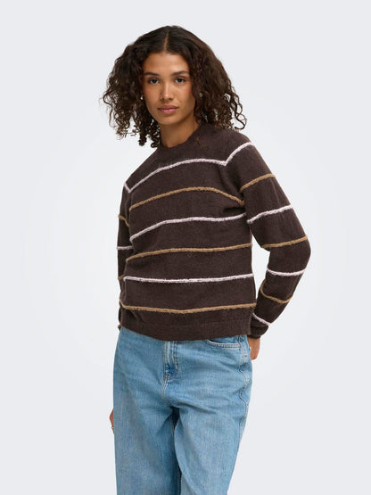 Jdysigrid Life L/s On Struc Pullover Knt Brun