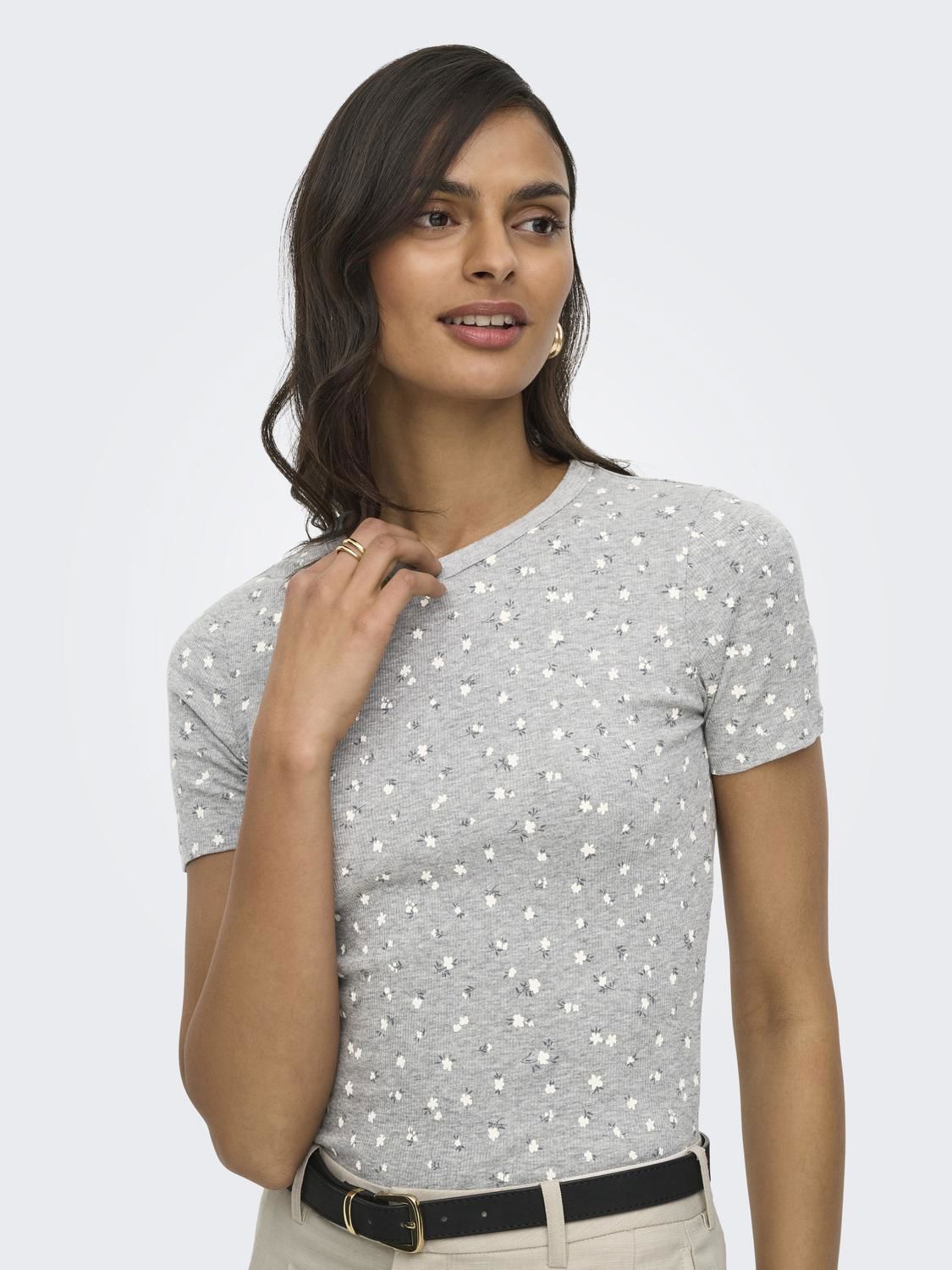 Jdylucky S/s O Neck Top Jrs Noos Grå