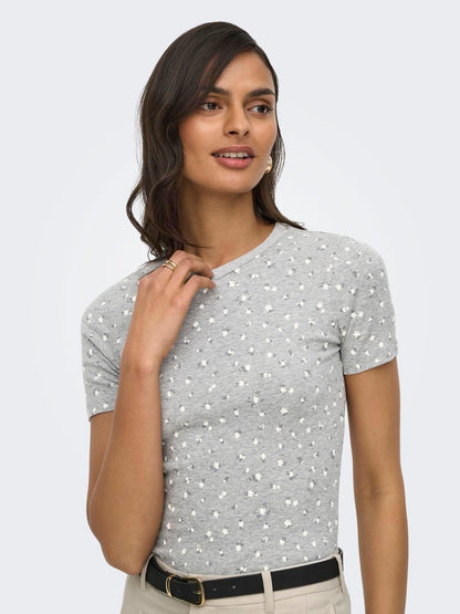 Jdylucky S/s O Neck Top Jrs Noos Grå
