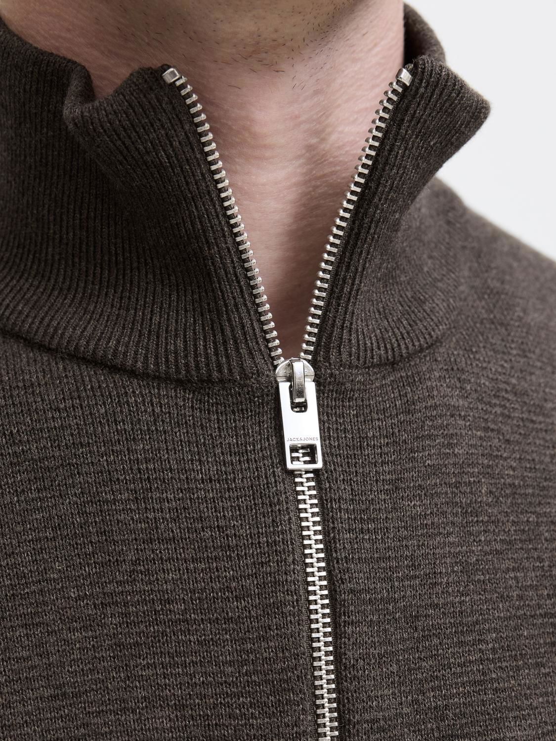 Jprmilano Stitch Knit Half Zip Sn Brun